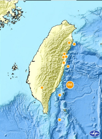 台東發生黎克特制4.7級地震。中央氣象局通報網