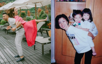 陳凱琳由弟弟孭起，跟兒時媽咪孭起二人的照片作對比，藉此感謝媽咪多年來的照顧。