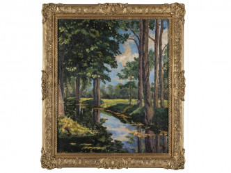 英国战时首相邱吉尔画作《布雷克勒护城河》以185万美元成交。网上图片