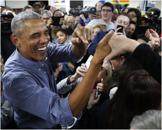 奥巴马受到选民的热情支持。 AP