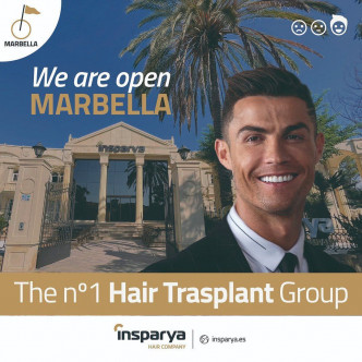 C朗宣布自己的植髮公司在西班牙開了第二家分店。 C朗拿度Instgram圖片