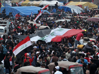 伊拉克示威活動。AP