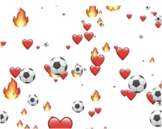 苹果克罗地亚官网主题页面以火焰和爱心的表情符号搭配漂浮的足球。网图