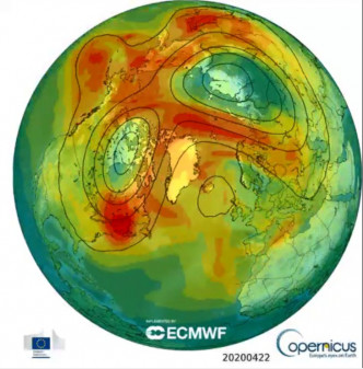 本月22日的影像。「Copernicus ECMWF」Twitter影片截图