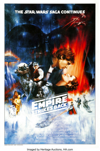 經典科幻電影《星球大戰》系列的《帝國反擊戰》，其中一幅罕有的電影海報初稿，日前在美國德州達拉斯拍賣，以約20.7萬港元成交。AP圖片