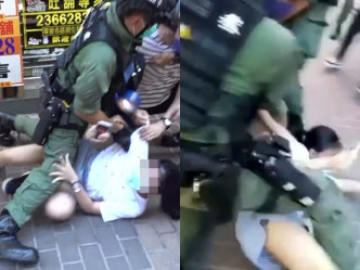 12歲少女當日遭警員制服壓在地上。港台及科大電台新聞組截圖