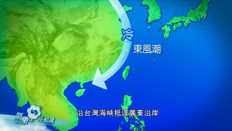 東風潮的冷空氣被海水緩和。天文台圖片