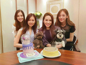 谢嘉怡、郭柏妍和邝美璇到陈桢怡家庆功，两爱犬获众美女欢心。