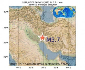 伊朗發生規模5.7地震。 （網圖）