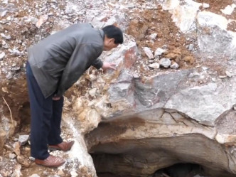 村民杨义高修建养牛场时无意中挖出了一个岩洞。(网图)
