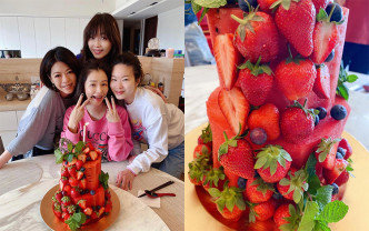 徐若瑄获好姊妹亲手制作水果蛋糕庆生。