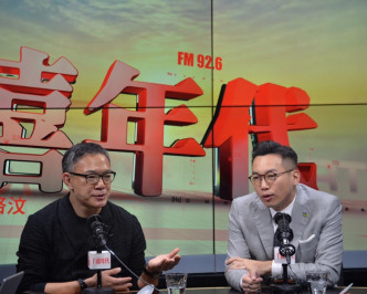 谢伟俊(左)及杨岳桥(右)同出席电台节目。