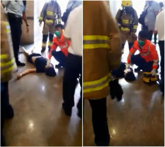 男傷者倒臥地面昏迷不醒。議員陸頌雄Facebook圖片