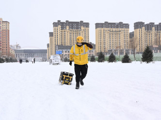 内蒙古下雪情况。新华社图片