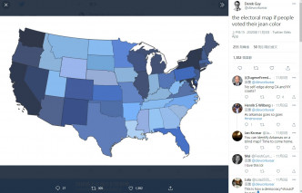 有網民繪畫出心目中的美國地圖。網上圖片