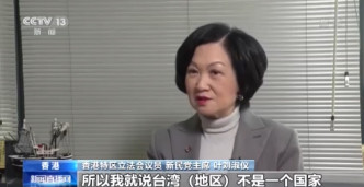 叶刘淑仪指责台湾前官员发表抹黑武汉及台独言论。央视截图