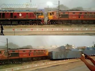 泰國2列火車相撞 。網上圖片
