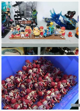 上海警方與廣東警方一起搗破翻版模型和玩具。網圖