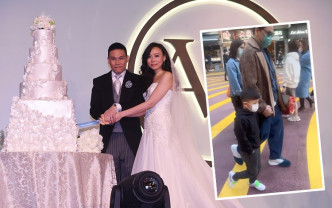 苏永康与太太结婚7周年，与囝囝出街庆祝。