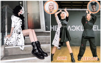 SOMI万圣节扮演「黑白魔后」Show长腿，又同队长 LEEJUNG一齐跳新歌《XOXO》。