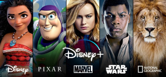 Disney+主打的五大品牌。迪士尼官網