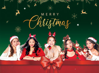 （左起）蔡小蝶、高文君、罗思雅、范莎莎和何双妍担任圣诞节模特儿。