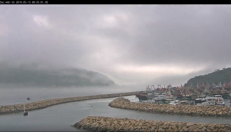 维港东面的鲤鱼门附近出现海雾。天文台