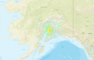 阿拉斯加發生地震。美國地質勘探局USGS圖片