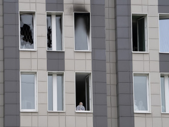 聖彼得堡聖喬治醫院一度發生火警。AP