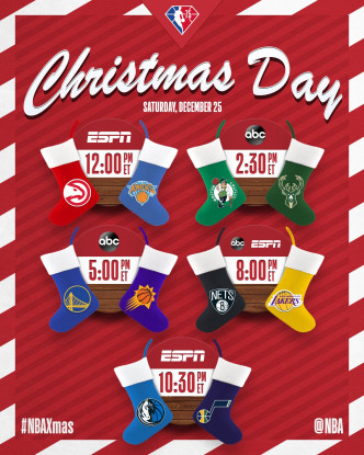 NBA聖誕大戰賽程。網上圖片