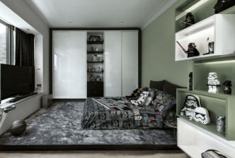 睡房使用的颜色为以黑白为主，营造简约型格感觉。