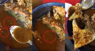 有食客進食亞參一款招牌菜時，發現碗內餸菜有蛆蟲。