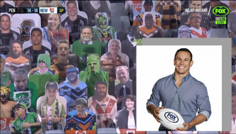 体育主播约翰斯在转播澳洲榄球联赛时利用希特拉开玩笑，引起观众不满。网图