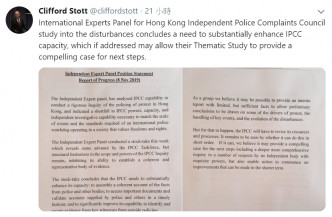 Clifford Stott透過Twitter代小組發表聲明。網上截圖