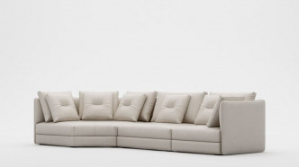 六邊形Bloom沙發擁有簡潔綫條，纖巧靠背及度身訂造扶手，另購買時可採用自己喜歡的面料。