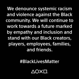 Sony谴责针对黑人社群的有系统种族歧视、暴力。Playstation facebook图片