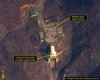 衛星影像顯示北韓衛星發射場恢復運作。AP