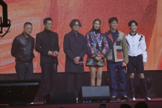 一眾演員如古天樂（左二起）、林家棟、王丹妮、劉俊謙及廖子妤上台。