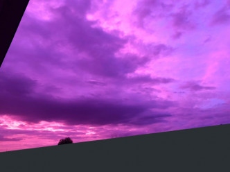 天空一片紫色。網民圖片