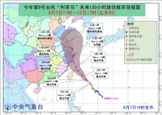 大陸中央氣象台路徑