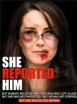 凯特被改图制成家暴受害者的照片在欧洲广传。网图