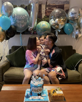 陈山聪与太太Apple早前替Jaco举行1岁生日会。