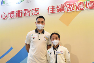 港队残奥奖牌得主陈浩源(左)、朱文佳(右)也有现身。郭晋朗摄