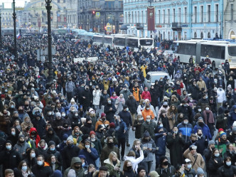 示威浪潮席捲俄羅斯全國。AP