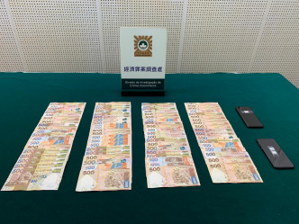司警檢獲3.9萬港元懷疑涉案款項。