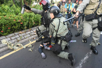 防暴警察制服示威者