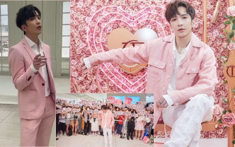 卢瀚霆(Anson Lo)粉色广告造型，打造成浪漫「男神」，今日宣传活动获过百「神徒」撑场。