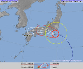 日本气象厅预测「云雀」最快今晚于日本中部登陆。