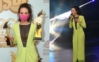 莫文蔚《呼吸有害》昨晚夺得「劲歌金曲金奖」及「劲歌金曲奖」。