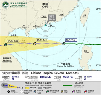 「圓規」路徑。澳門氣象局圖片